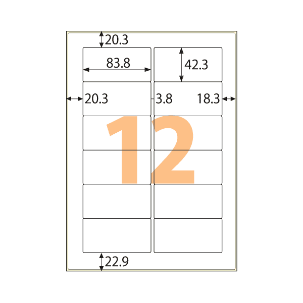 KLP861S ヒサゴ 屋外用ラベル 強粘着 A4 12面 - ミモザ