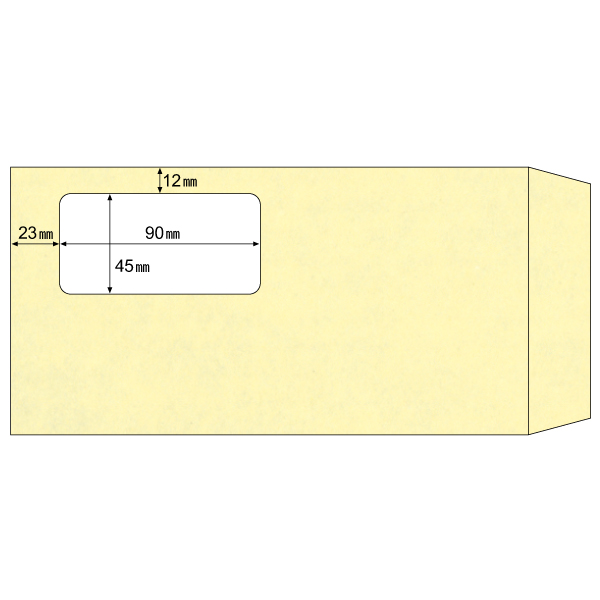 MF01 ヒサゴ 窓つき封筒 長形3号 クリーム - ミモザ