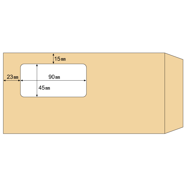 MF17 ヒサゴ 窓つき封筒 A4三ツ折用 クラフト - ミモザ
