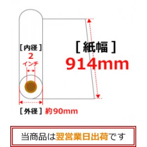 普通紙(PPC)大判ロール 914mm×50m×2''/85μ 2本入 A0ノビ