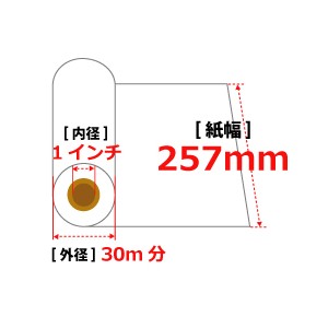 FAX用感熱ロール紙(FAX用サーマルペーパー) B4 257mm×30m×1'' 12本入