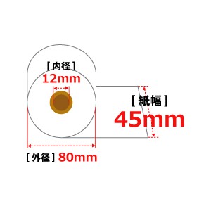 感熱レジロール紙(サーマル紙) 45mm×80mm×12mm/75μ 5巻/20/100入